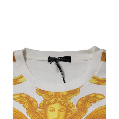 Versace White Medusa Print Cotton Crew Neck T-shirt Versace