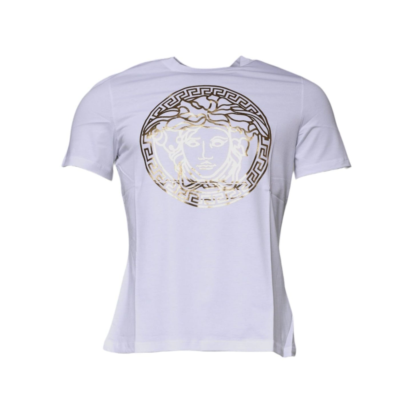 Versace White Medusa Print Cotton Crew Neck T-shirt Versace