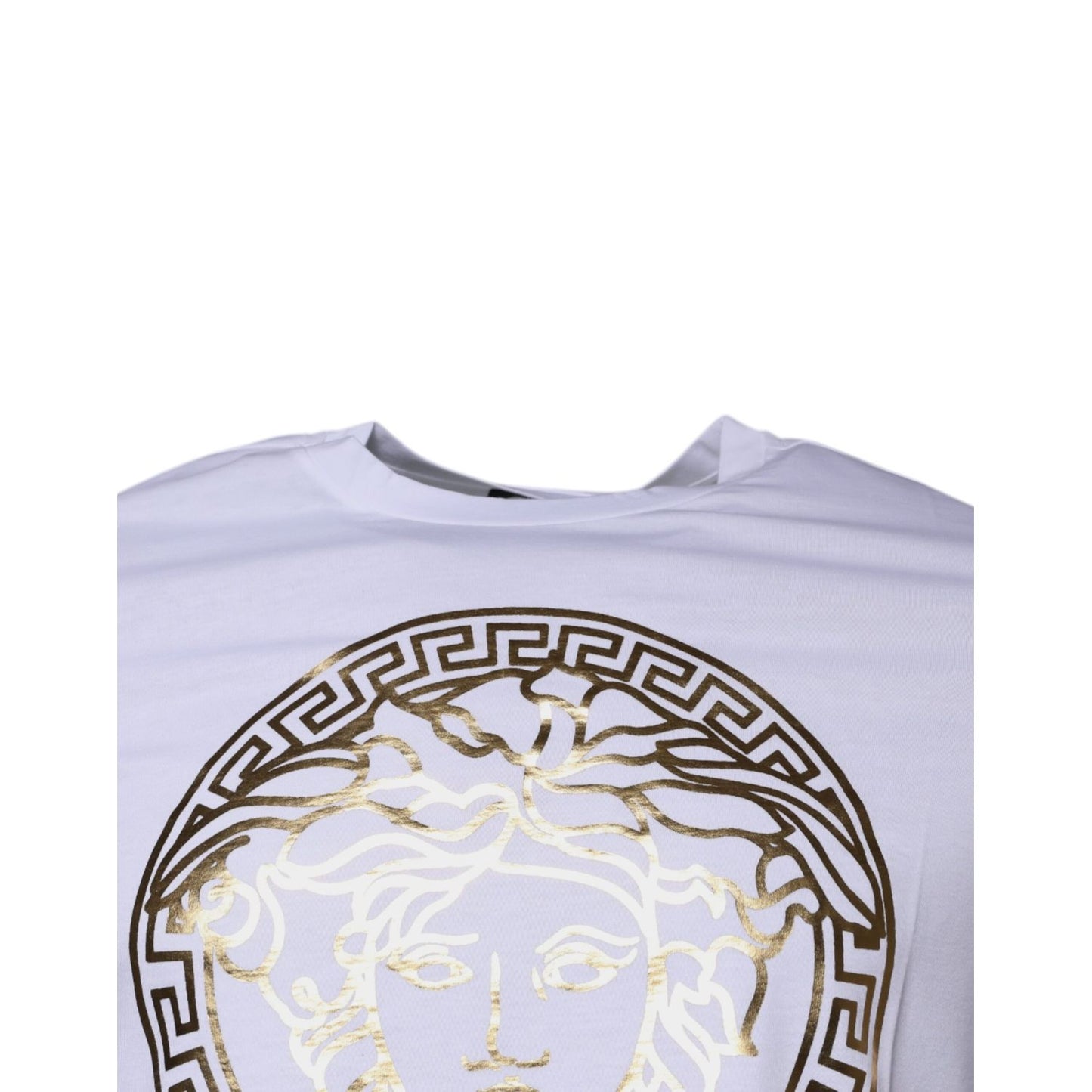 Versace White Medusa Print Cotton Crew Neck T-shirt Versace