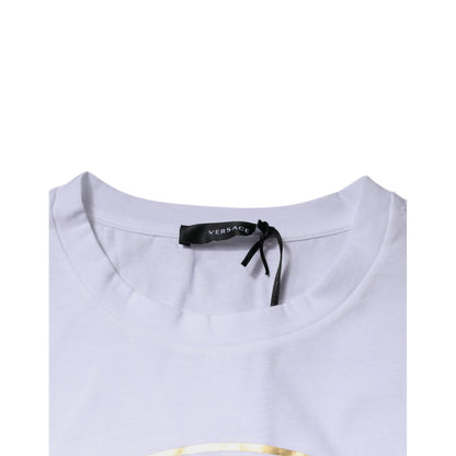 Versace White Medusa Print Cotton Crew Neck T-shirt Versace