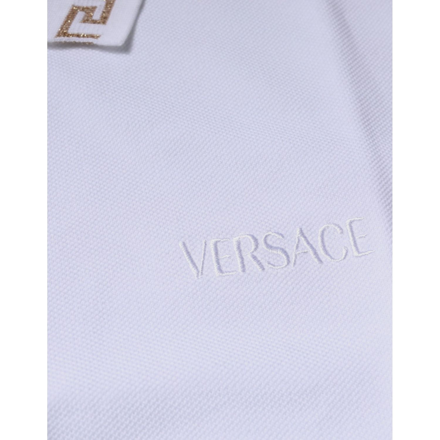 Versace White Viscose Collared Men Polo Short Sleeves T-shirt
