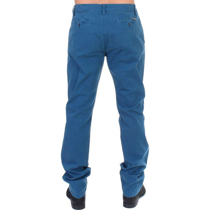 GF Ferre Blue Cotton Straight Fit Chinos