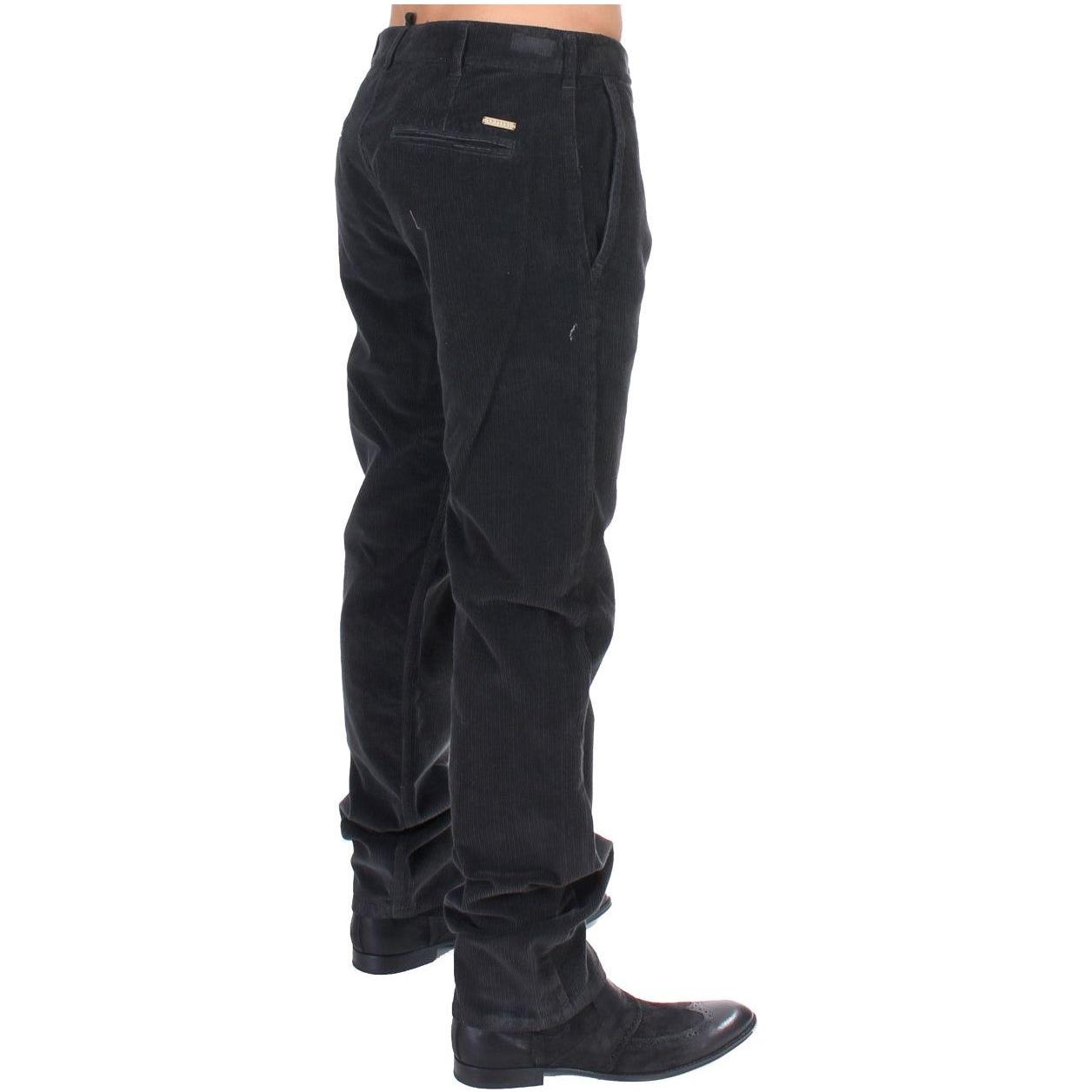 GF Ferre Elegant Black Cotton Corduroy Pants Jeans & Pants GF Ferre