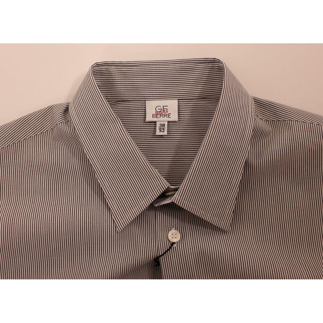 GF Ferre Gray Striped Cotton Casual Shirt