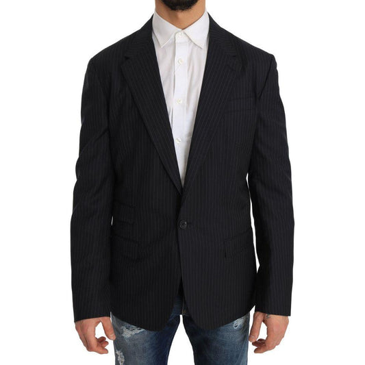 Dolce & Gabbana Elegant Slim Fit Striped Wool Silk Blazer Dolce & Gabbana