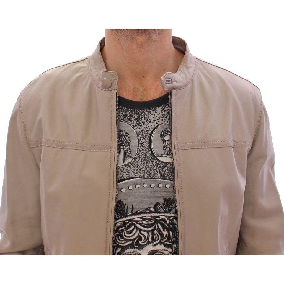 Dolce & Gabbana Elegant Beige Leather Lambskin Jacket Coats & Jackets Dolce & Gabbana