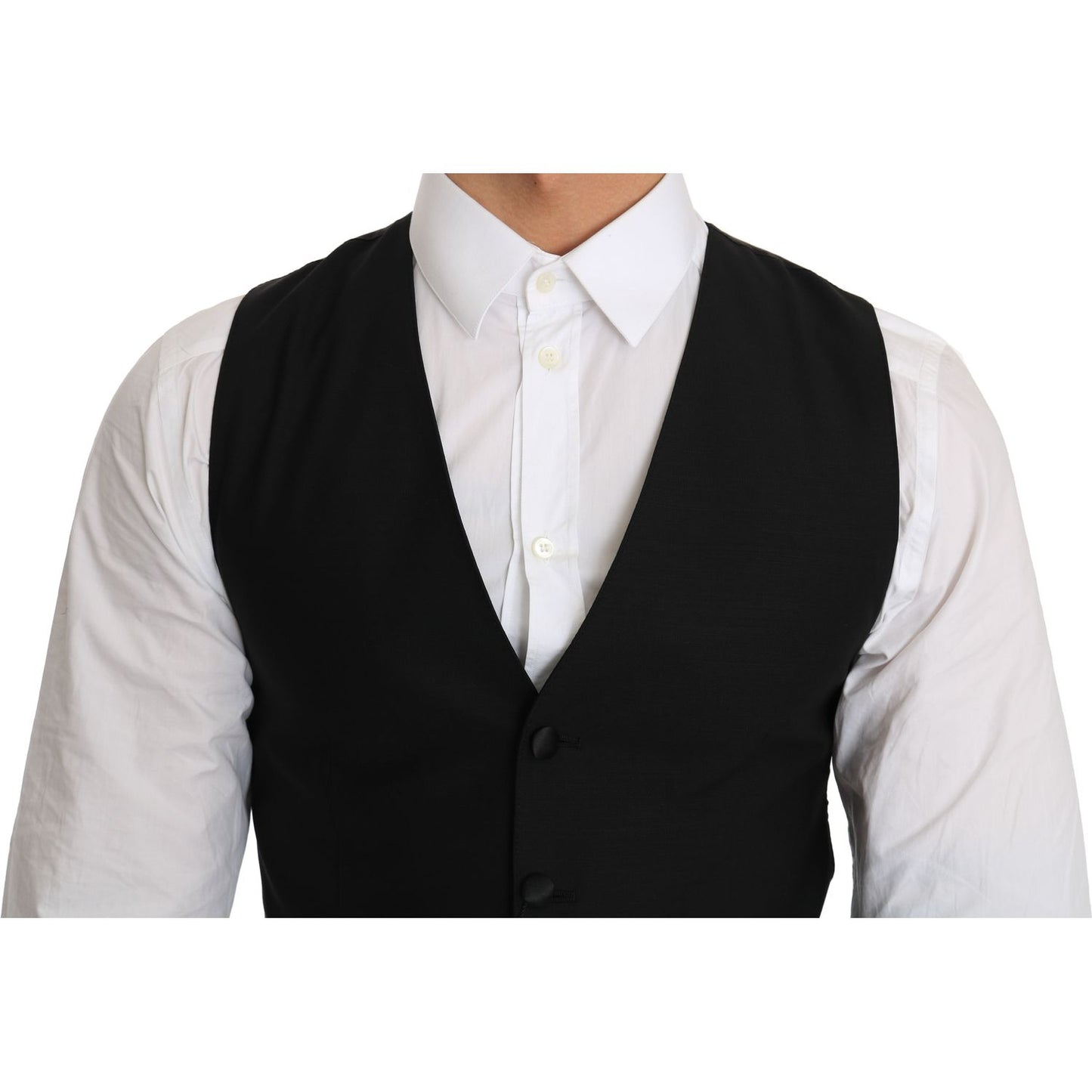 Dolce & Gabbana Sleek Black Wool Blend Formal Vest Dolce & Gabbana