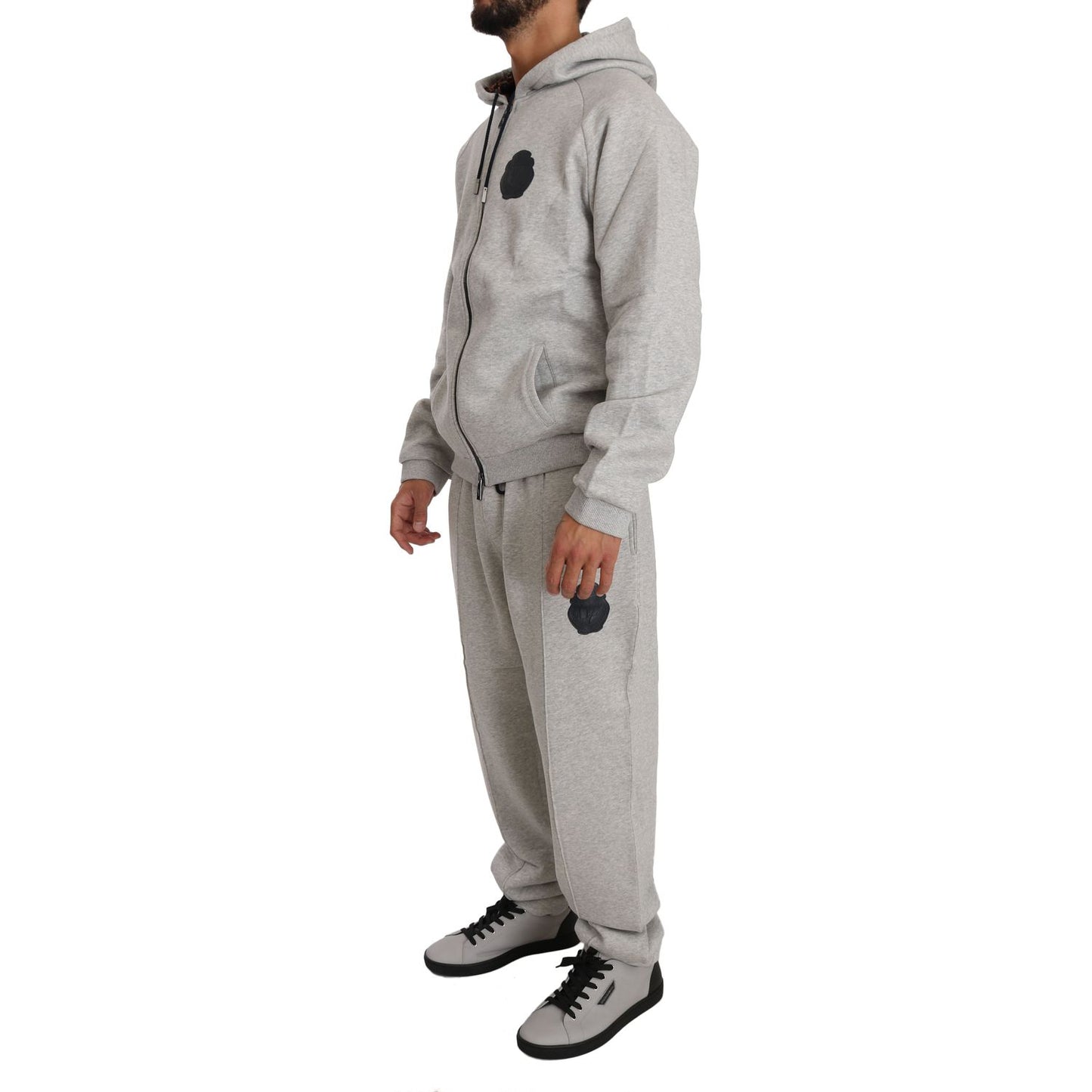 Billionaire Italian Couture Elegant Gray Cotton Sweatsuit Ensemble Billionaire Italian Couture