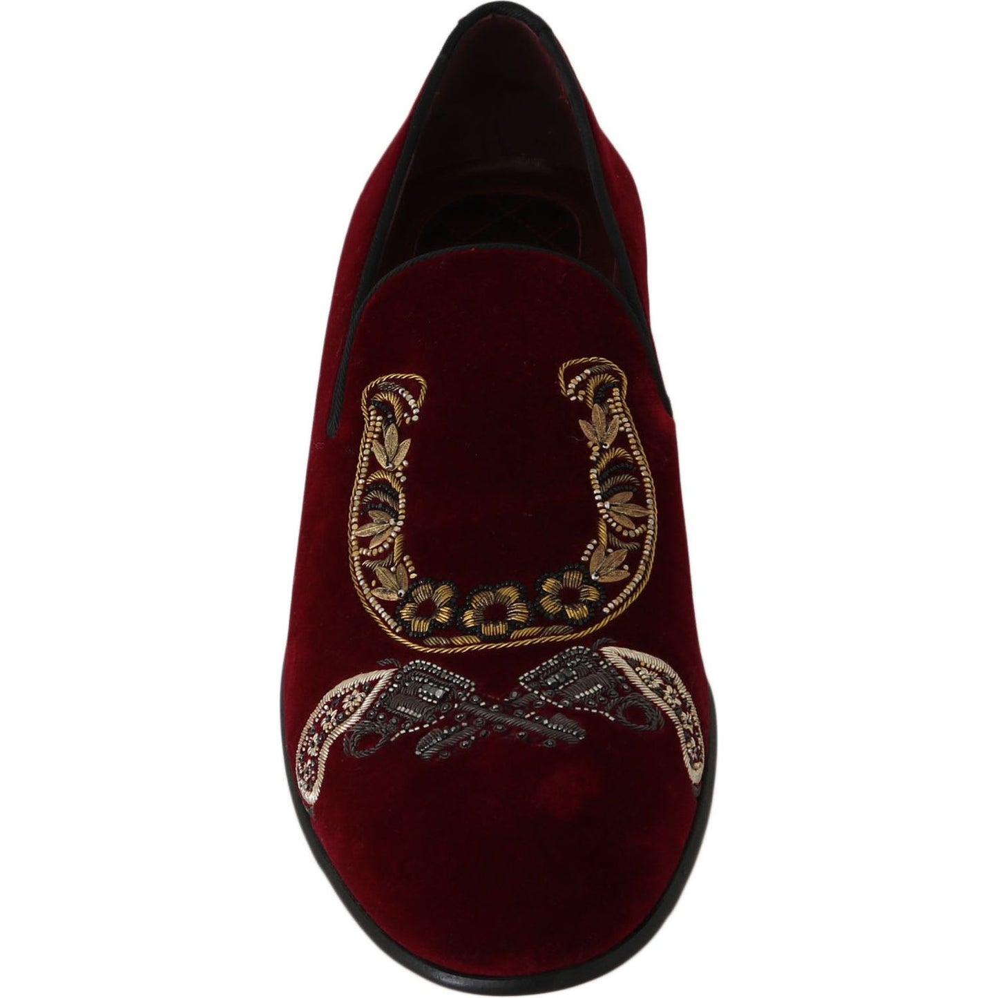 Dolce & Gabbana Bordeaux Velvet Sequined Men's Loafers Dolce & Gabbana