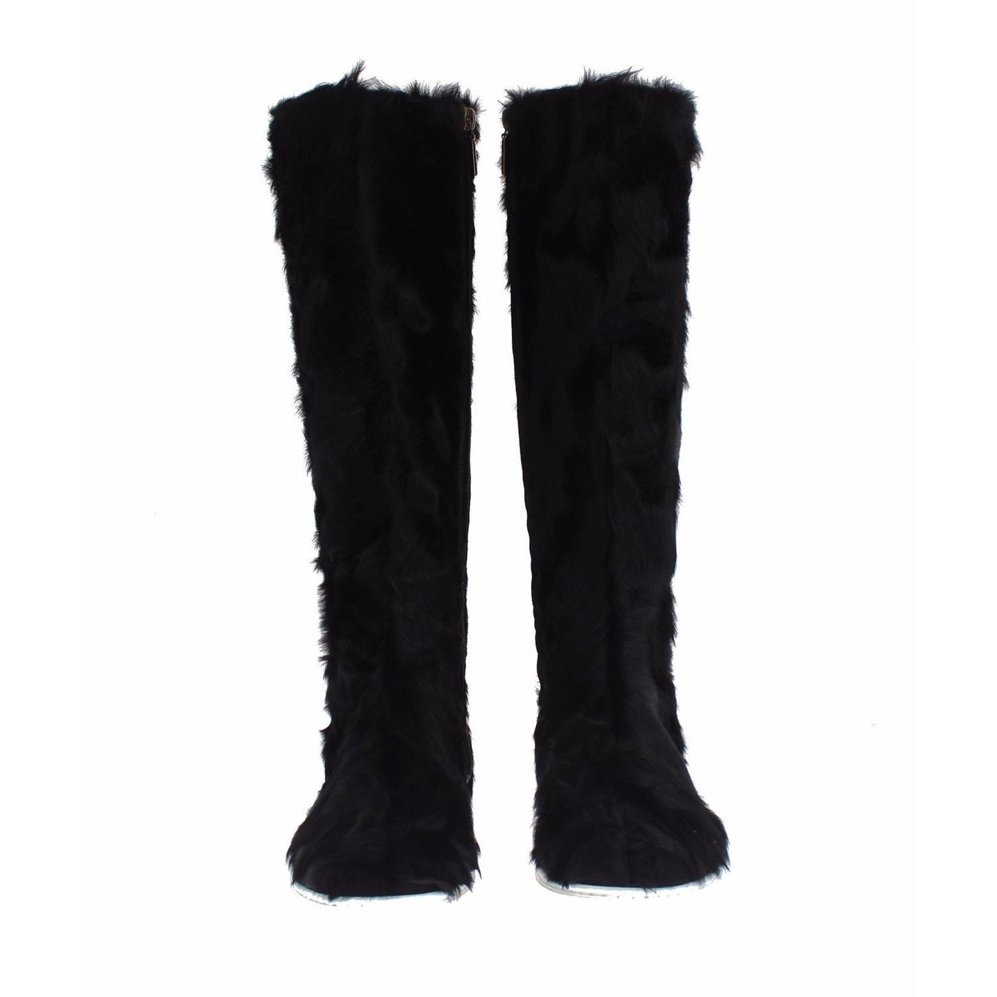 Dolce & Gabbana Black Xiangao Lamb Fur Leather Boots