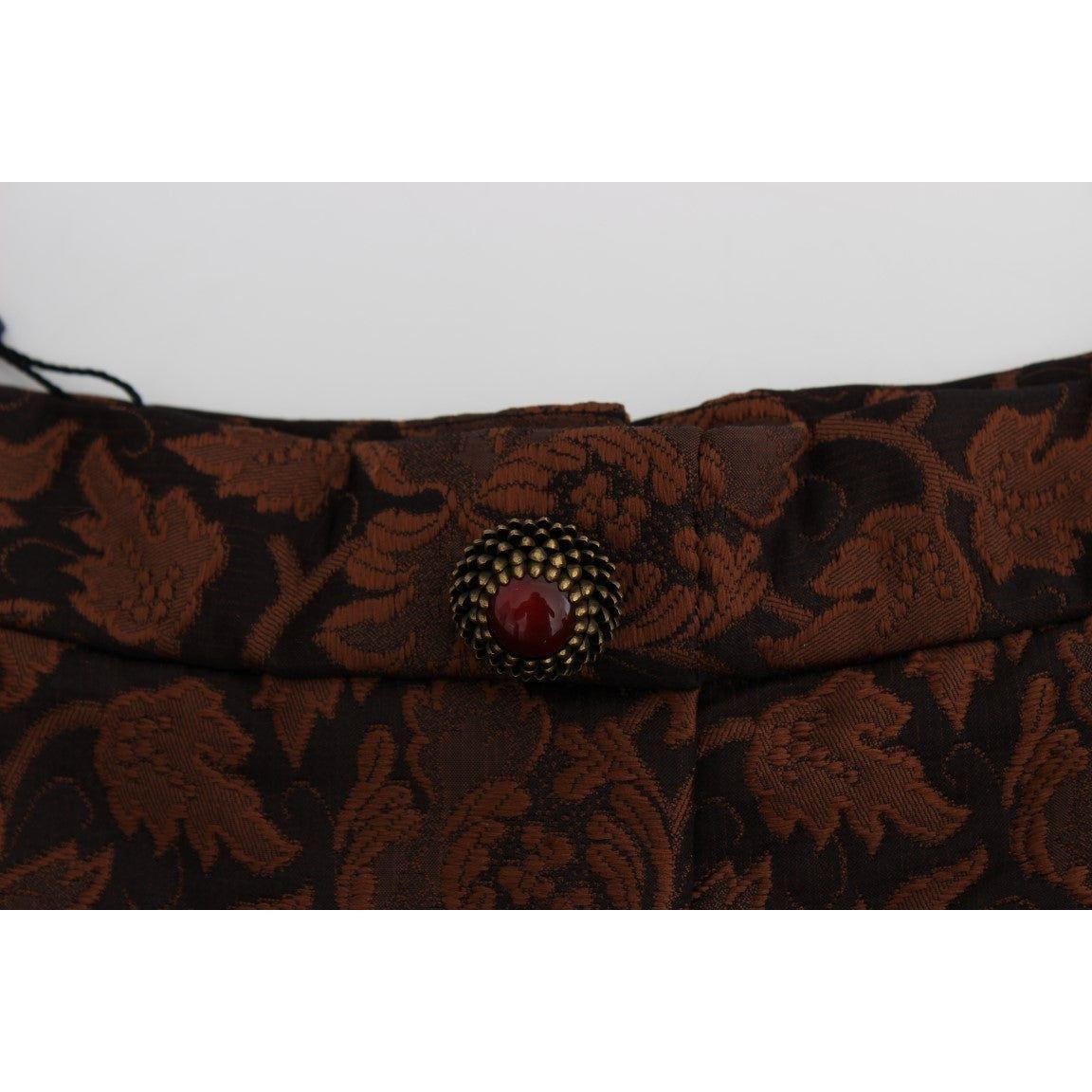 Dolce & Gabbana Brown Floral Brocade Mini Bubble Skirt