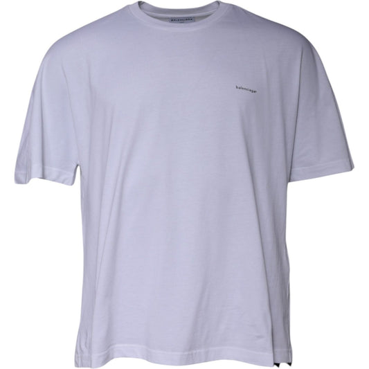 Balenciaga White Logo Cotton Crew Neck Short Sleeves T-shirt