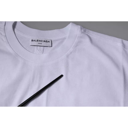 Balenciaga White Logo Cotton Jersey Crew Neck Short Sleeves T-shirt