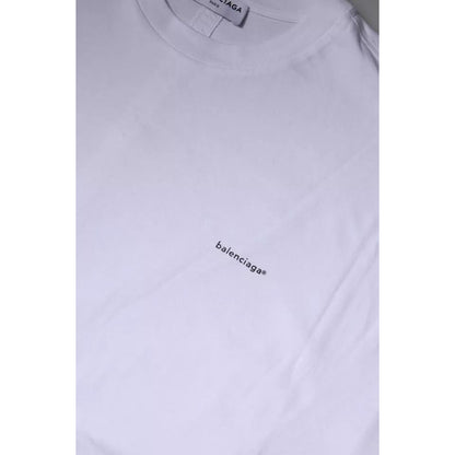 Balenciaga White Logo Cotton Jersey Crew Neck Short Sleeves T-shirt