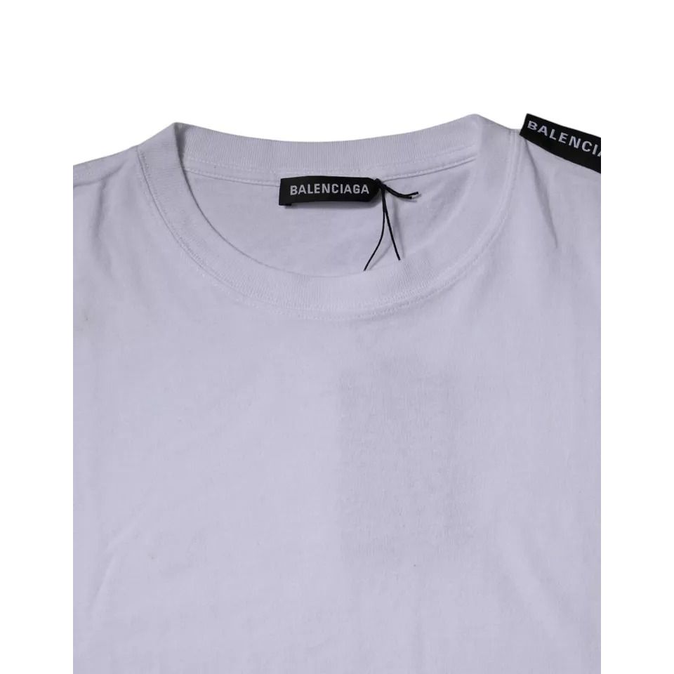 Balenciaga White Logo Cotton Jersey Crew Neck Short Sleeves T-shirt