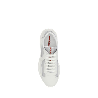 Prada White Calf Leather Bos Taurus Low Top Sneakers