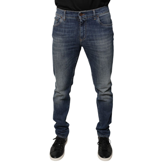 Dolce & Gabbana Blue DG Crown Logo Cotton Skinny Denim Jeans