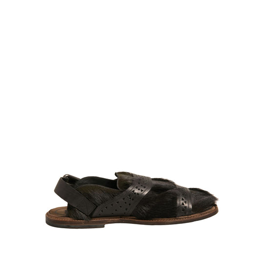 Dolce & Gabbana Green Gazelle Hair Leather Flats Sandals Shoes