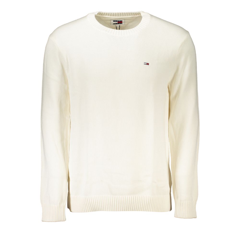 Tommy Hilfiger Chic White Crew Neck Cotton Sweater Tommy Hilfiger