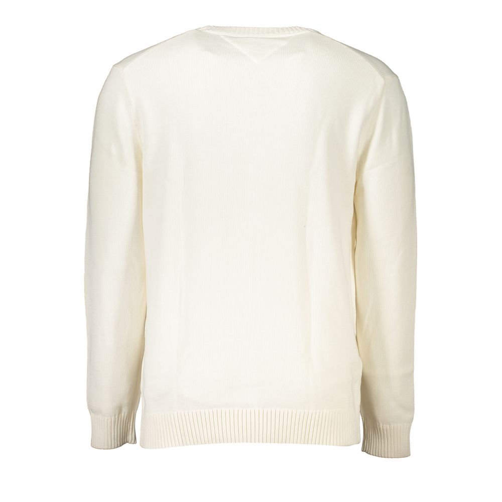 Tommy Hilfiger Chic White Crew Neck Cotton Sweater Tommy Hilfiger