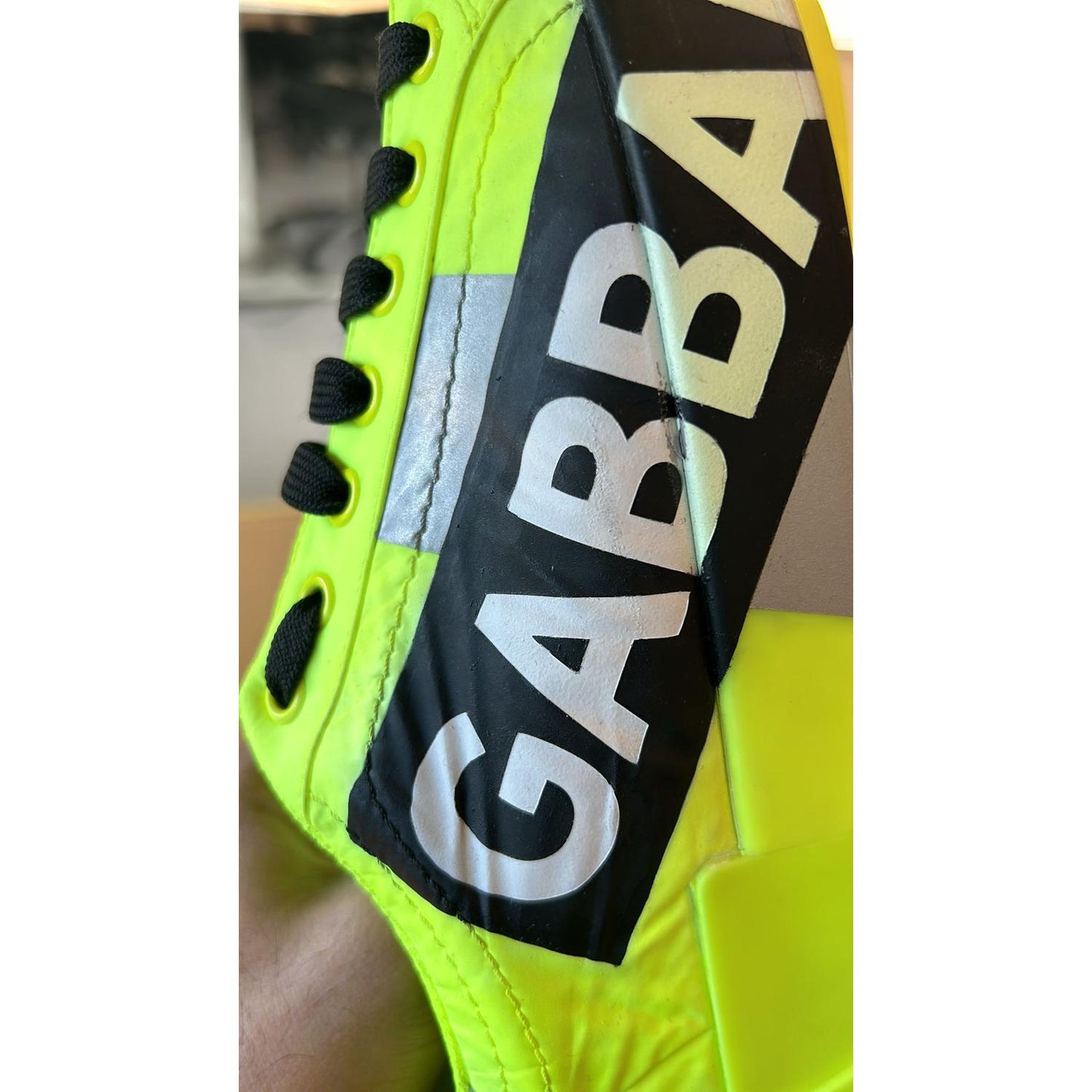 Dolce & Gabbana Neon Green Logo Tape Low Top Sneakers Shoes Dolce & Gabbana