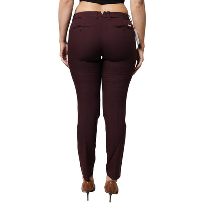 Aniye By Maroon Mid Waist Tapered Skinny Dress Pants