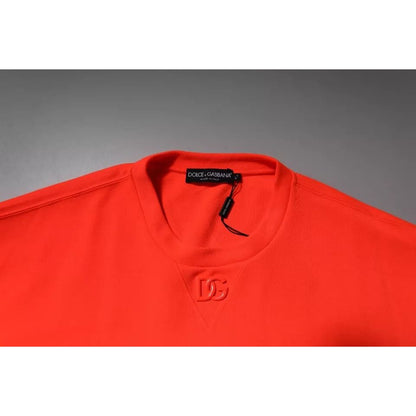 Dolce & Gabbana Red Logo Polyester Crew Neck Sweatshirt Sweater