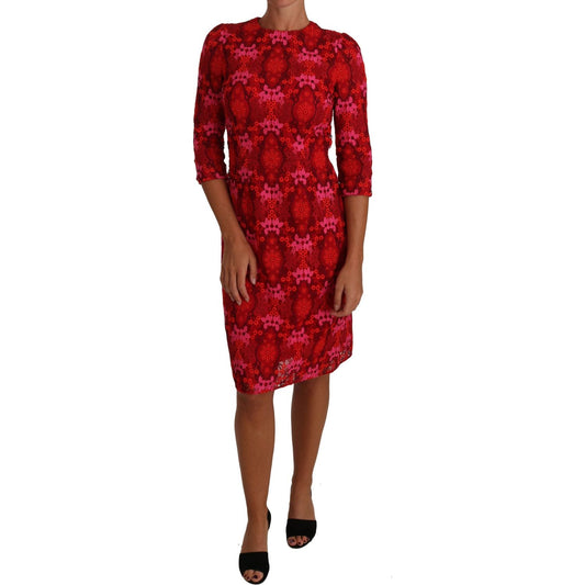 Dolce & Gabbana Elegant Floral Crochet Knee-Length Dress Dolce & Gabbana