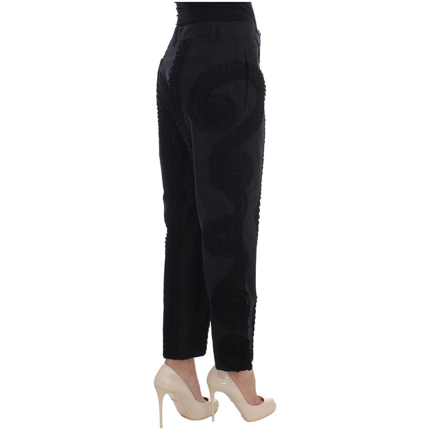 Dolce & Gabbana Black Cotton Stretch Torero Capris Pants