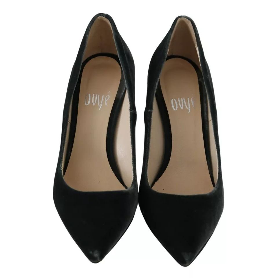 Ovyé Gray Velvet Dress Stiletto Pumps Shoes