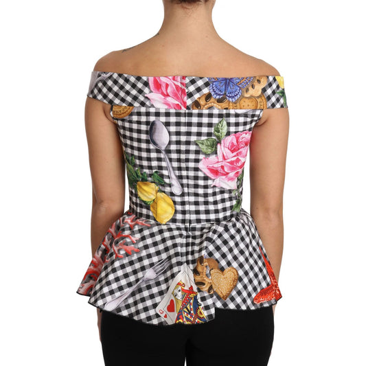 Dolce & Gabbana Chic Checkered Corset Top Blouse Dolce & Gabbana