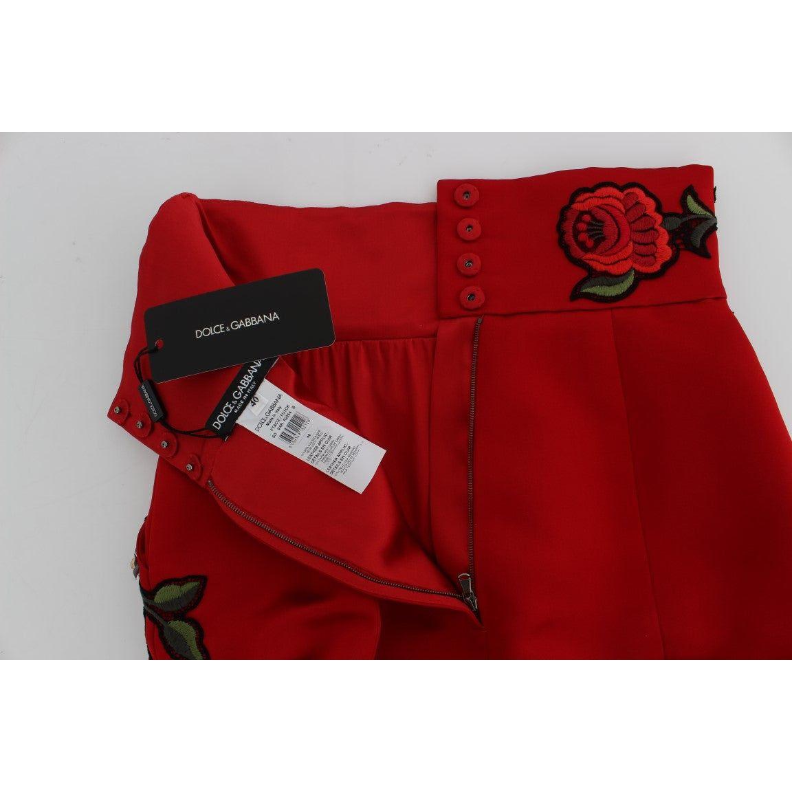 Dolce & Gabbana Elegant Silk High Waist Embroidered Shorts Dolce & Gabbana