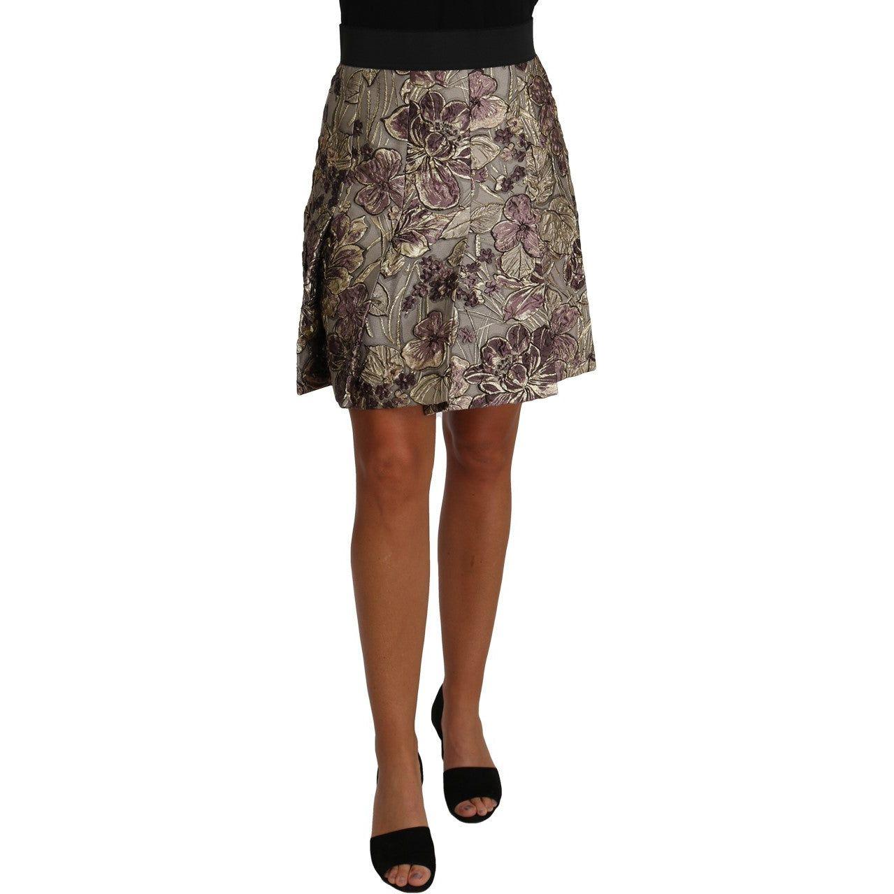 Dolce & Gabbana Elegant Floral A-Line Jacquard Skirt Skirt Dolce & Gabbana