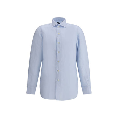 Finamore Light Blue Linen Dress Shirt
