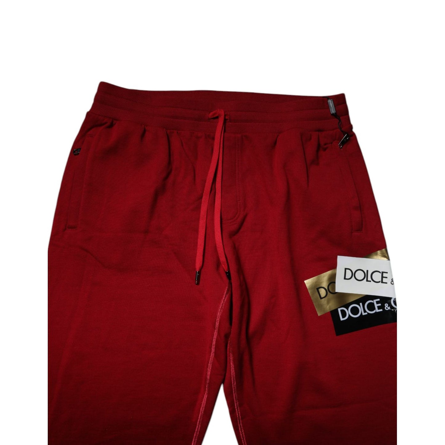 Dolce & Gabbana Red Logo Tape Cotton Jogger Sweatpants Pants