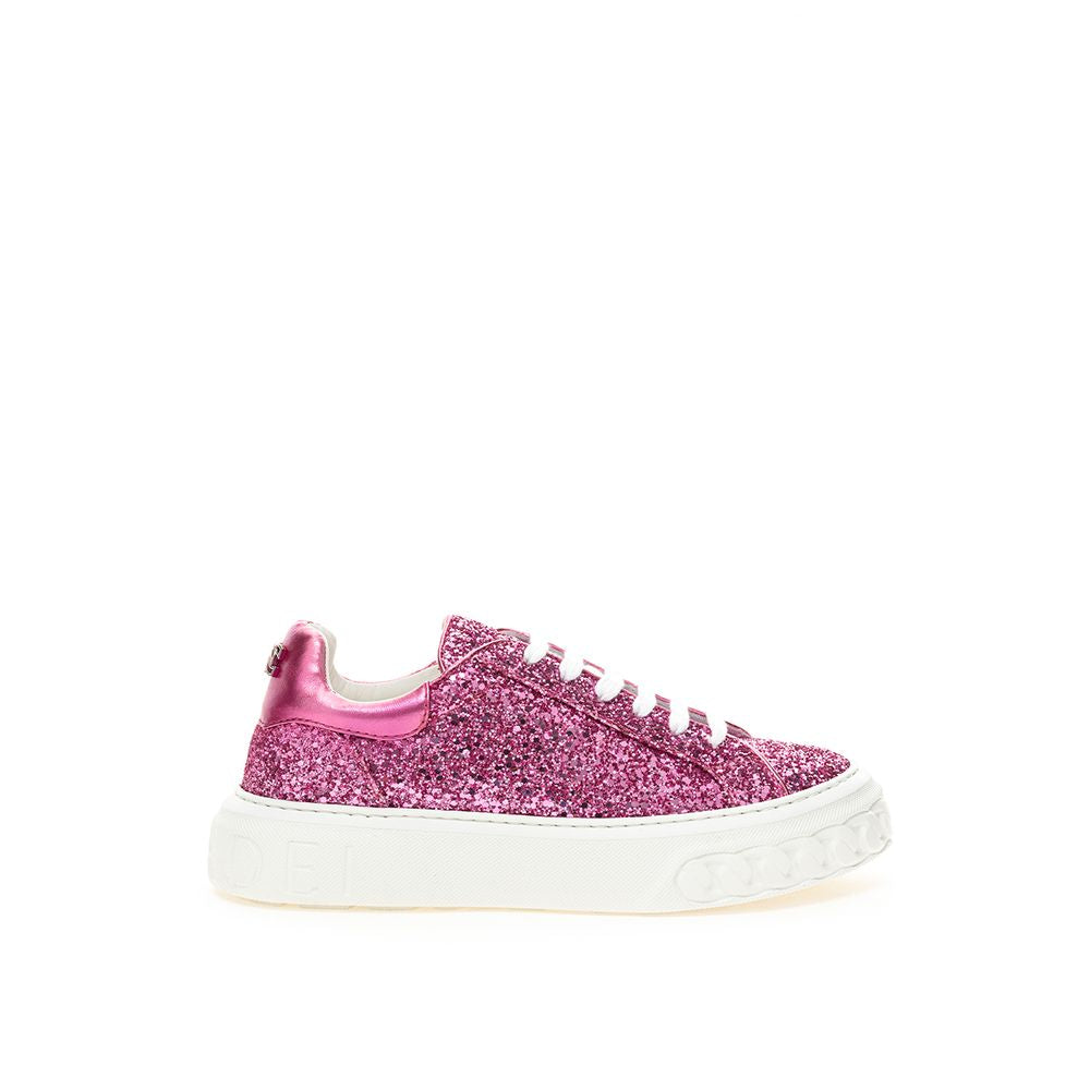Casadei Fuchsia Fabric And Leather Low Top Sneakers