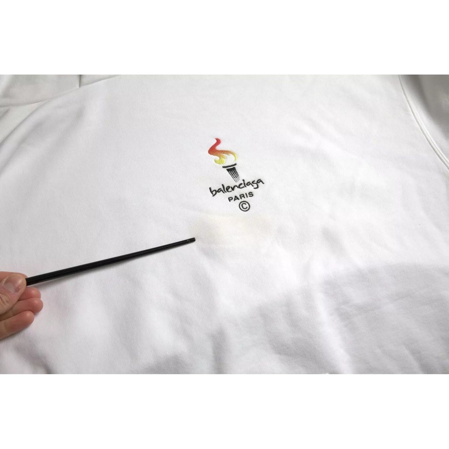 Balenciaga White Cotton Logo Hooded Pullover Oversize Sweater Balenciaga