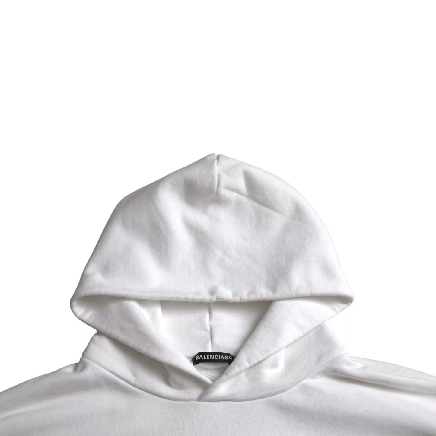 Balenciaga White Cotton Logo Hooded Pullover Oversize Sweater Balenciaga