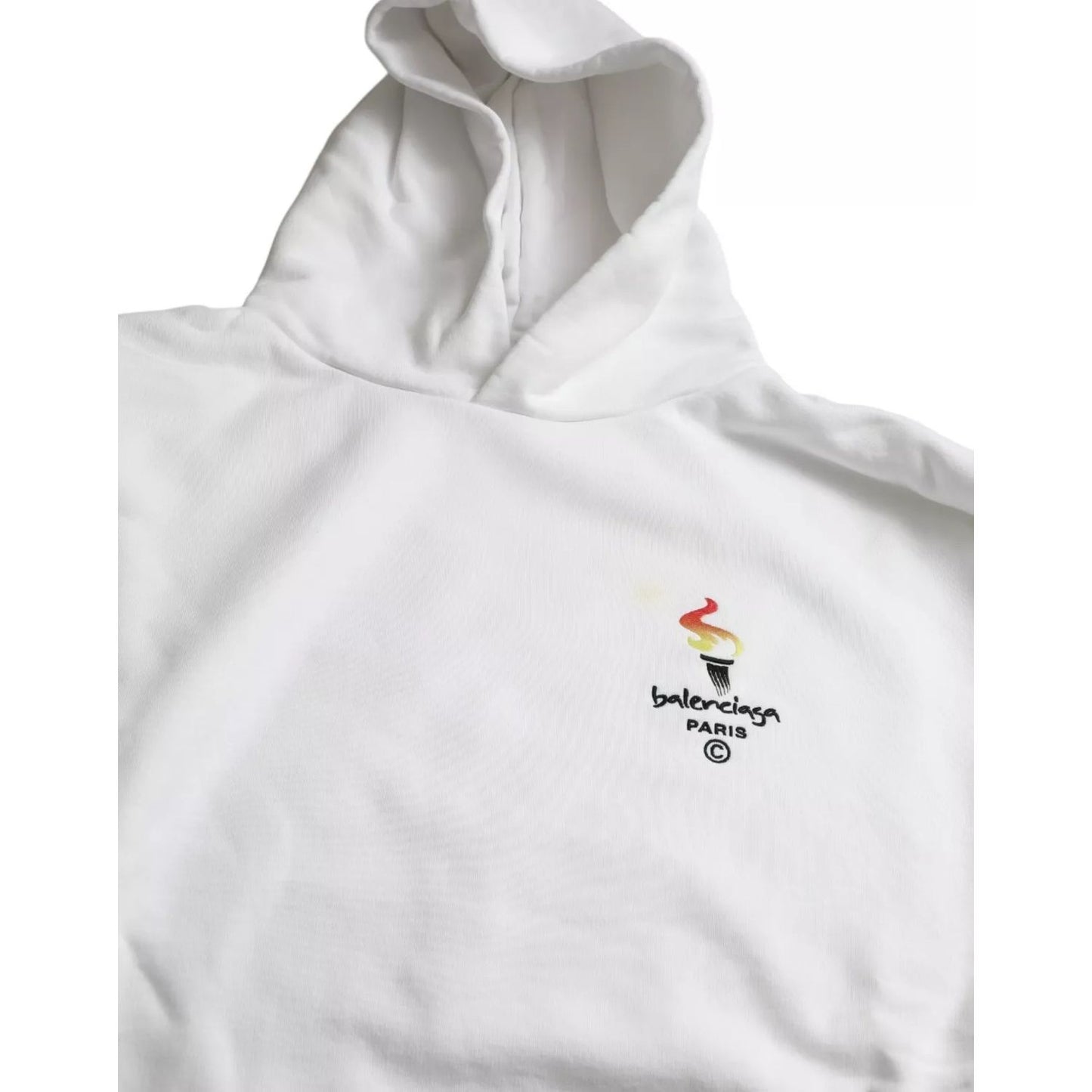 Balenciaga White Cotton Logo Hooded Pullover Oversize Sweater Balenciaga