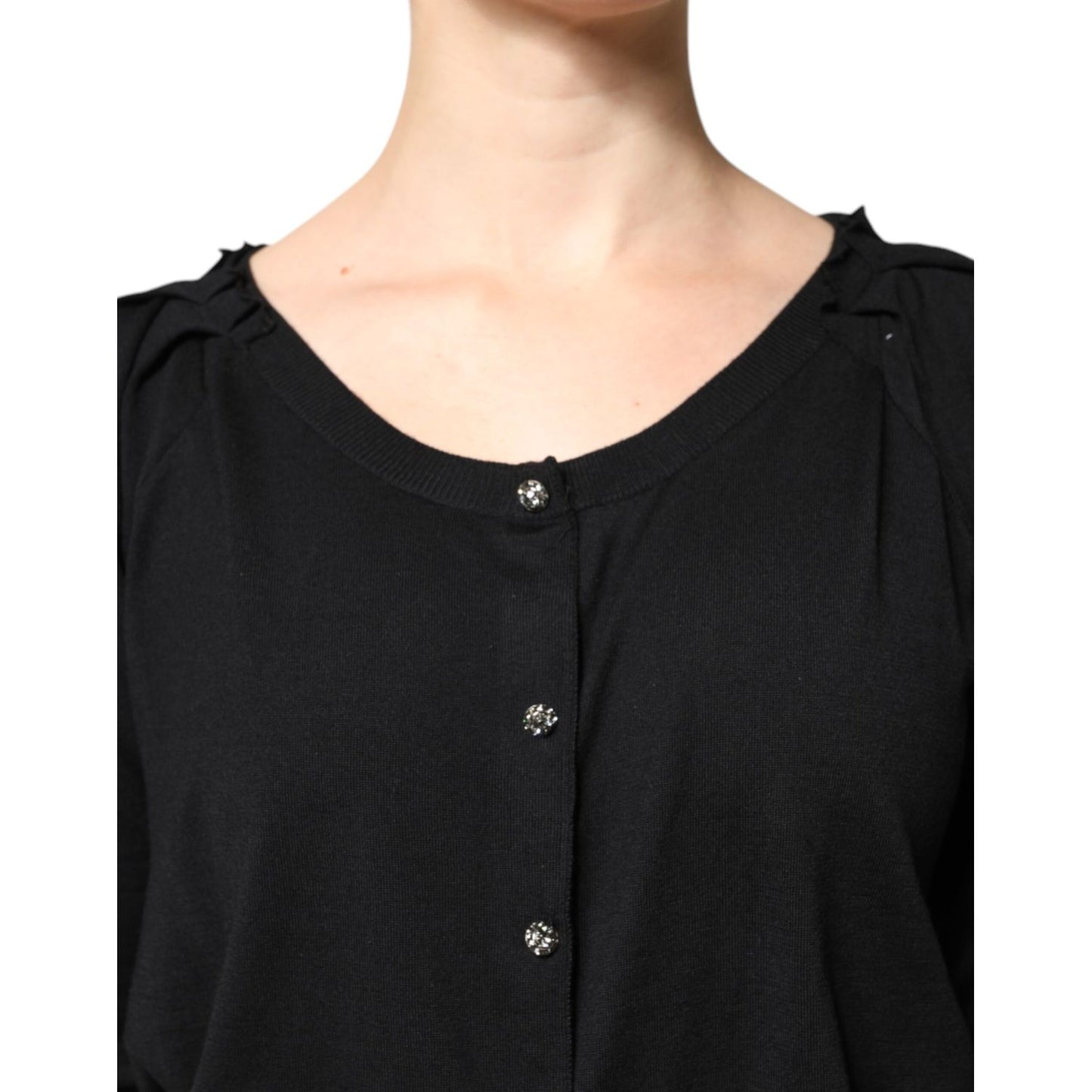 Dolce & Gabbana Black Button Down Short Sleeve Blouse Top