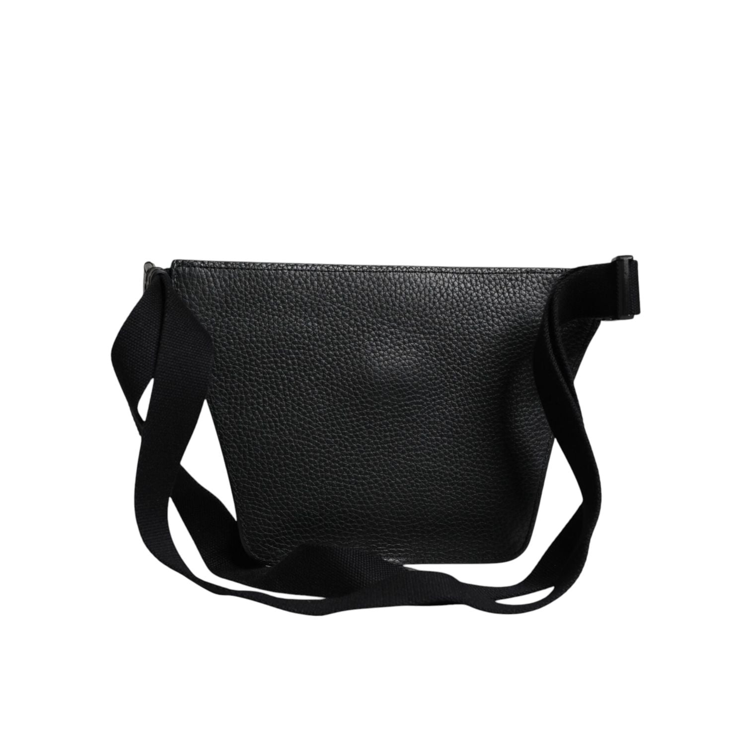 Dolce & Gabbana Black Calfskin Logo Plaque Belt Waist Men Fanny Pack Bag