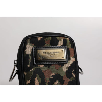 Dolce & Gabbana Multicolor Leopard Jacquard Logo Plaque Neck Strap Bag
