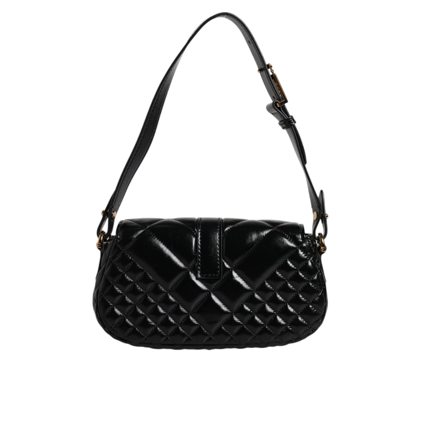 Versace Black Calf Leather Quilted Shoulder Strap Bag