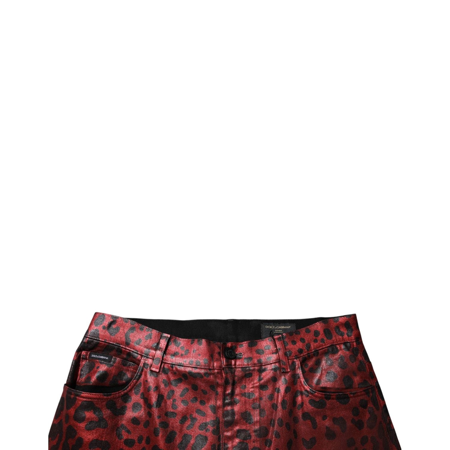 Dolce & Gabbana Red Leopard Cotton Straight Men Denim Jeans