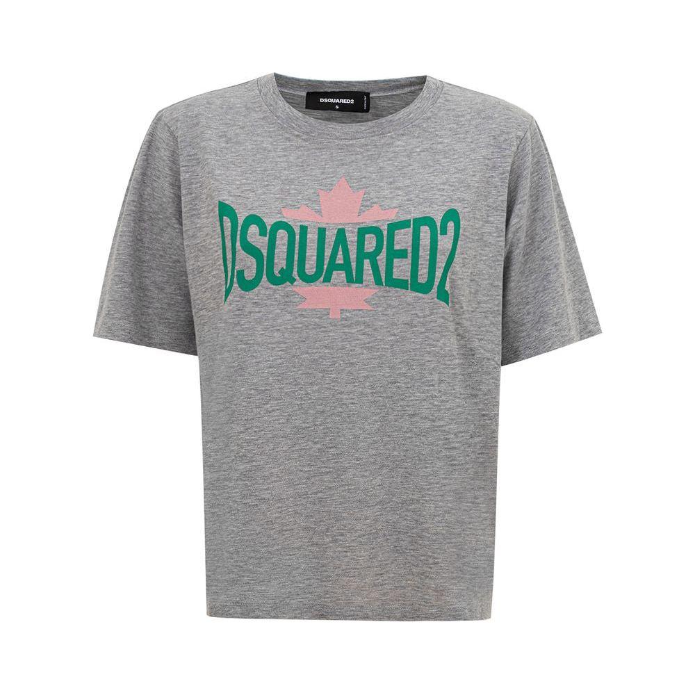 تي شيرت Dsquared² أنيق باللون الرمادي من القطن للمرأة العصرية