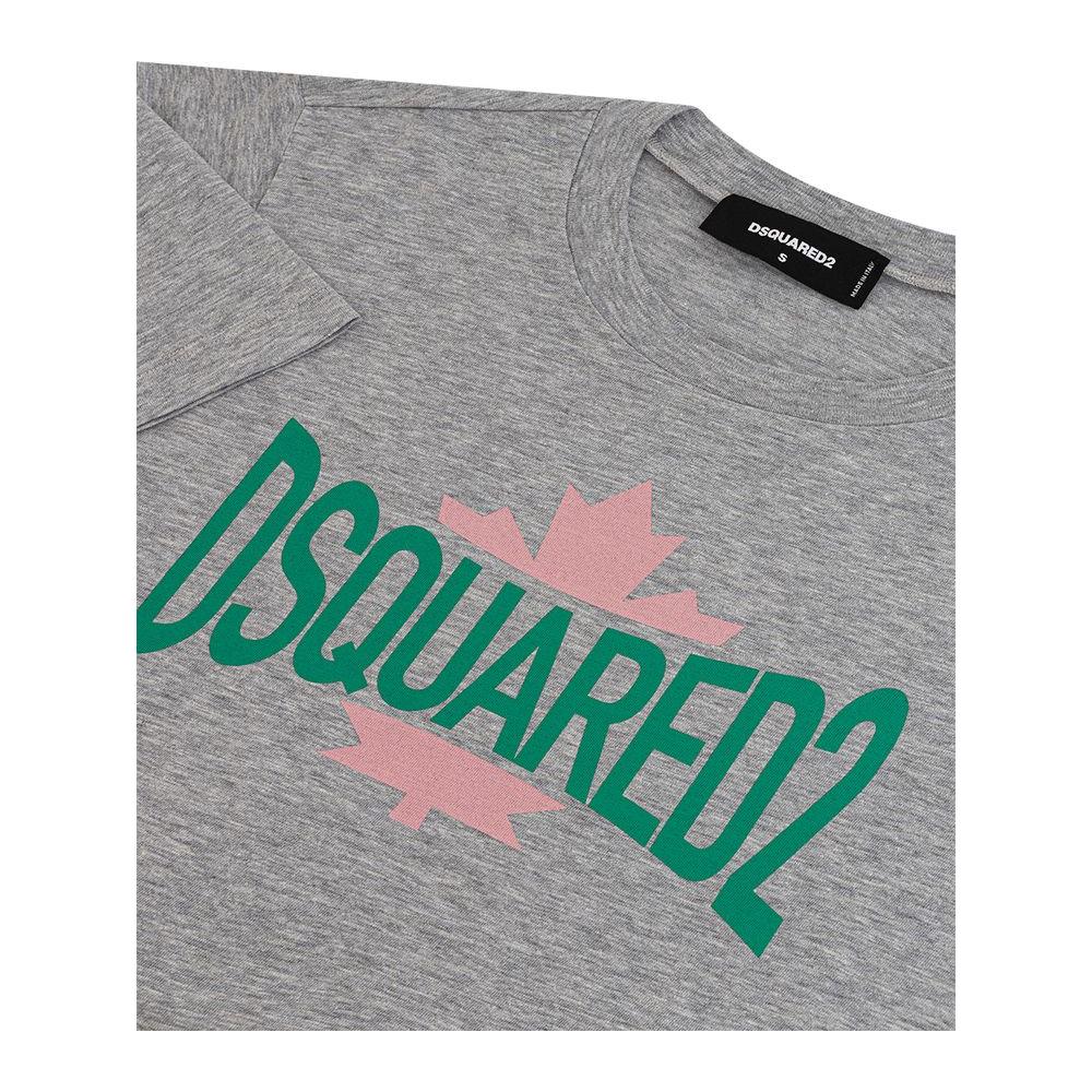 تي شيرت Dsquared² أنيق باللون الرمادي من القطن للمرأة العصرية
