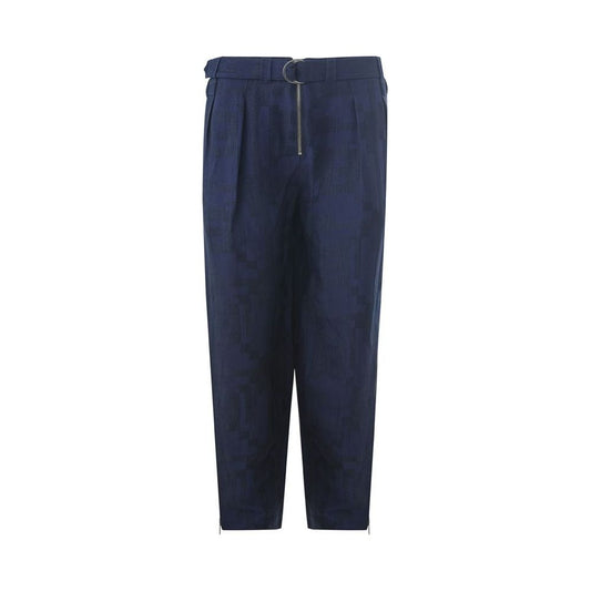 Emporio Armani Blue Linen Casual Pants