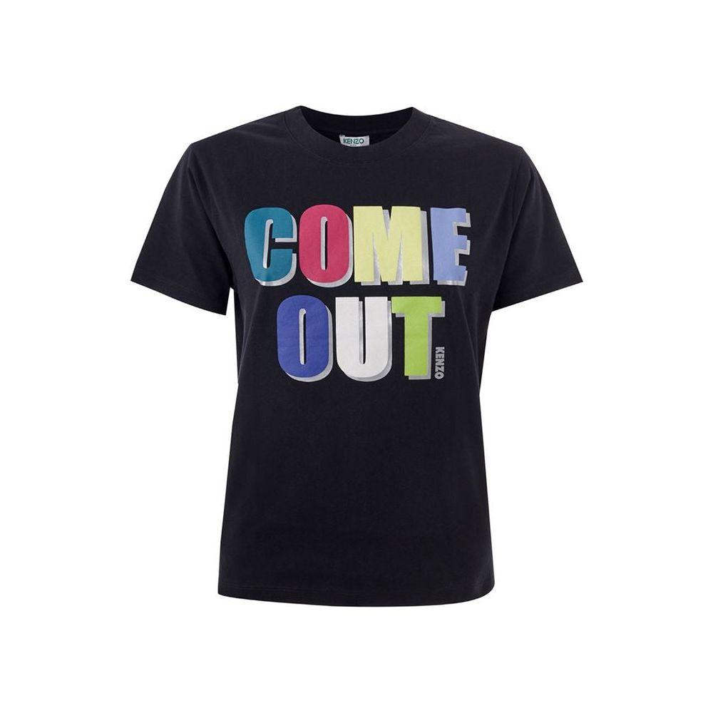 تي شيرت كينزو الأنيق من القطن باللون الأسود الخالد