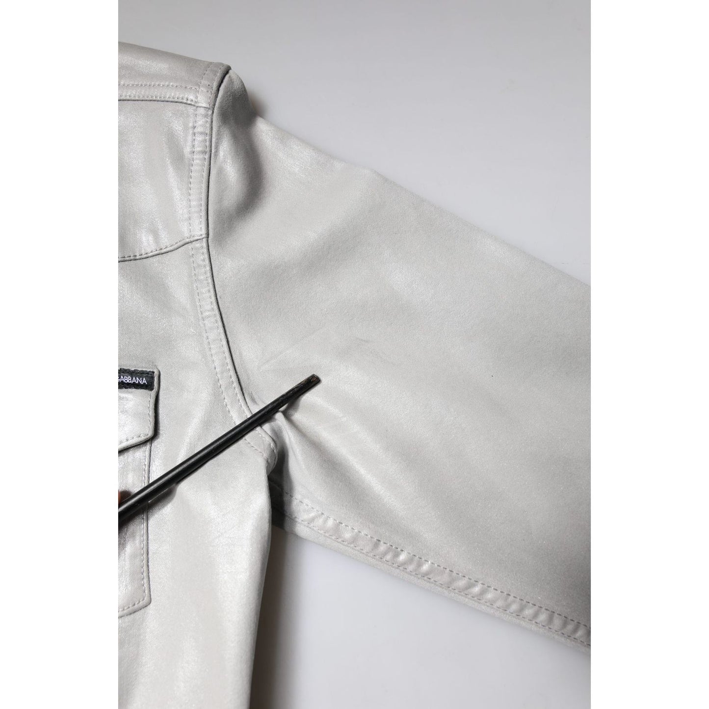 Dolce & Gabbana Metallic Gray Cotton Button Down Shirt