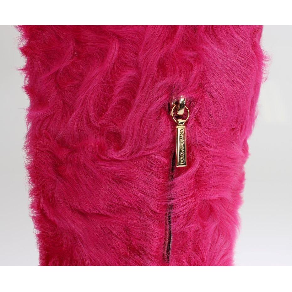 Dolce & Gabbana Elegant Pink Lambskin Fur Boots Dolce & Gabbana